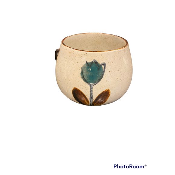 Vintage Nevco Japan floral painted 3" pot with handle - Picture 2 of 3